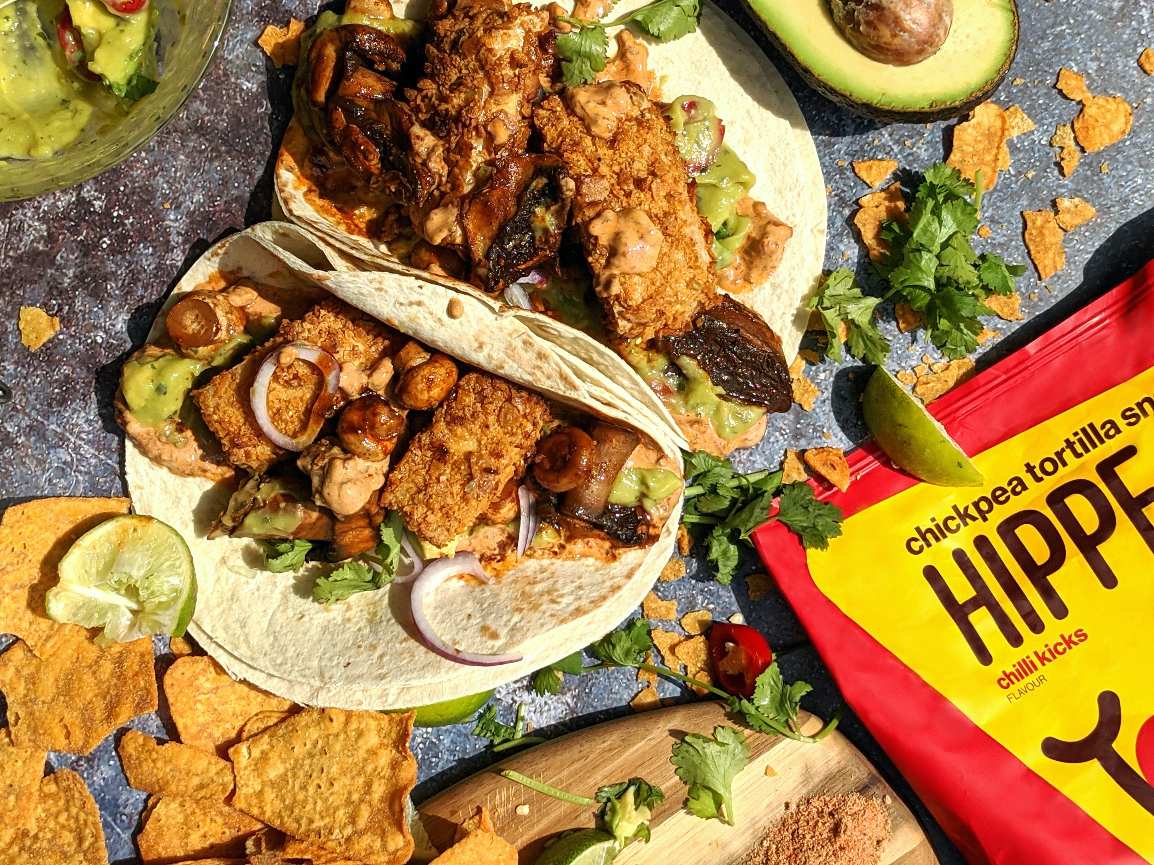 Chilli Kicks Tofu and Mushroom Tortilla Taco's